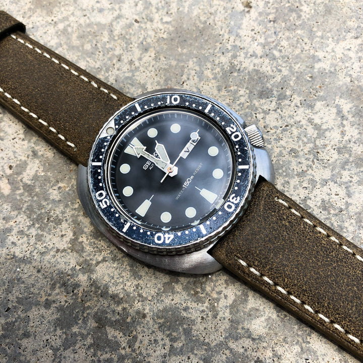 Cedar Brown w/ White Stitches | Calfskin Italian Leather Watch Strap - Samurai Vintage Co.