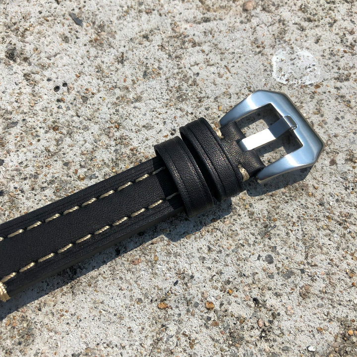 Classic Black | Cowboy Italian Calf Leather Watch Strap - Samurai Vintage Co.