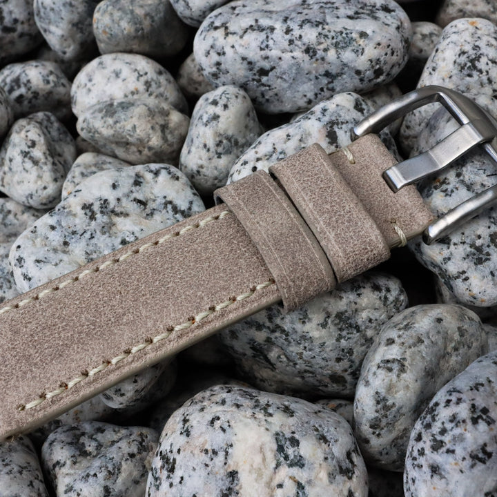 Cloud Grey w/ White Stitches | Calfskin Italian Leather Watch Strap - Samurai Vintage Co.