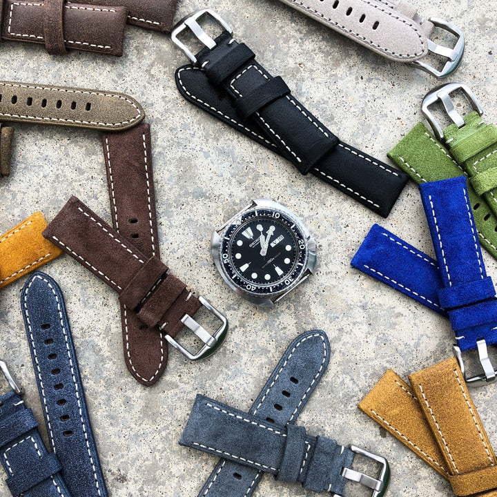 Cloud Grey w/ White Stitches | Calfskin Italian Leather Watch Strap - Samurai Vintage Co.