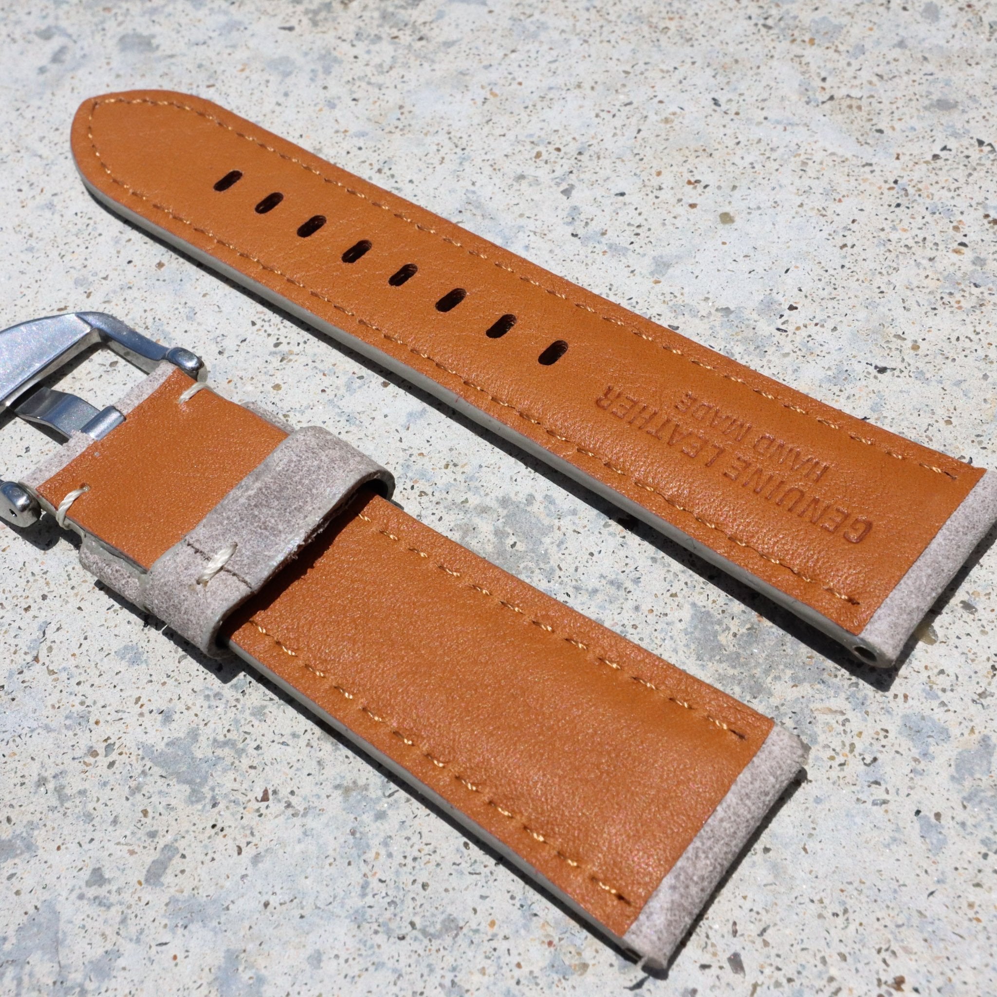 Cloud Grey w/ White Stitches | Calfskin Italian Leather Watch Strap - Samurai Vintage Co.