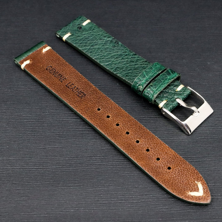 Jade Green | 18mm & 20mm Ostrich Leather Watch Strap - Samurai Vintage Co.