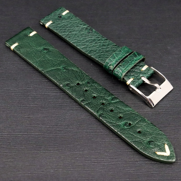 Jade Green | 18mm & 20mm Ostrich Leather Watch Strap - Samurai Vintage Co.