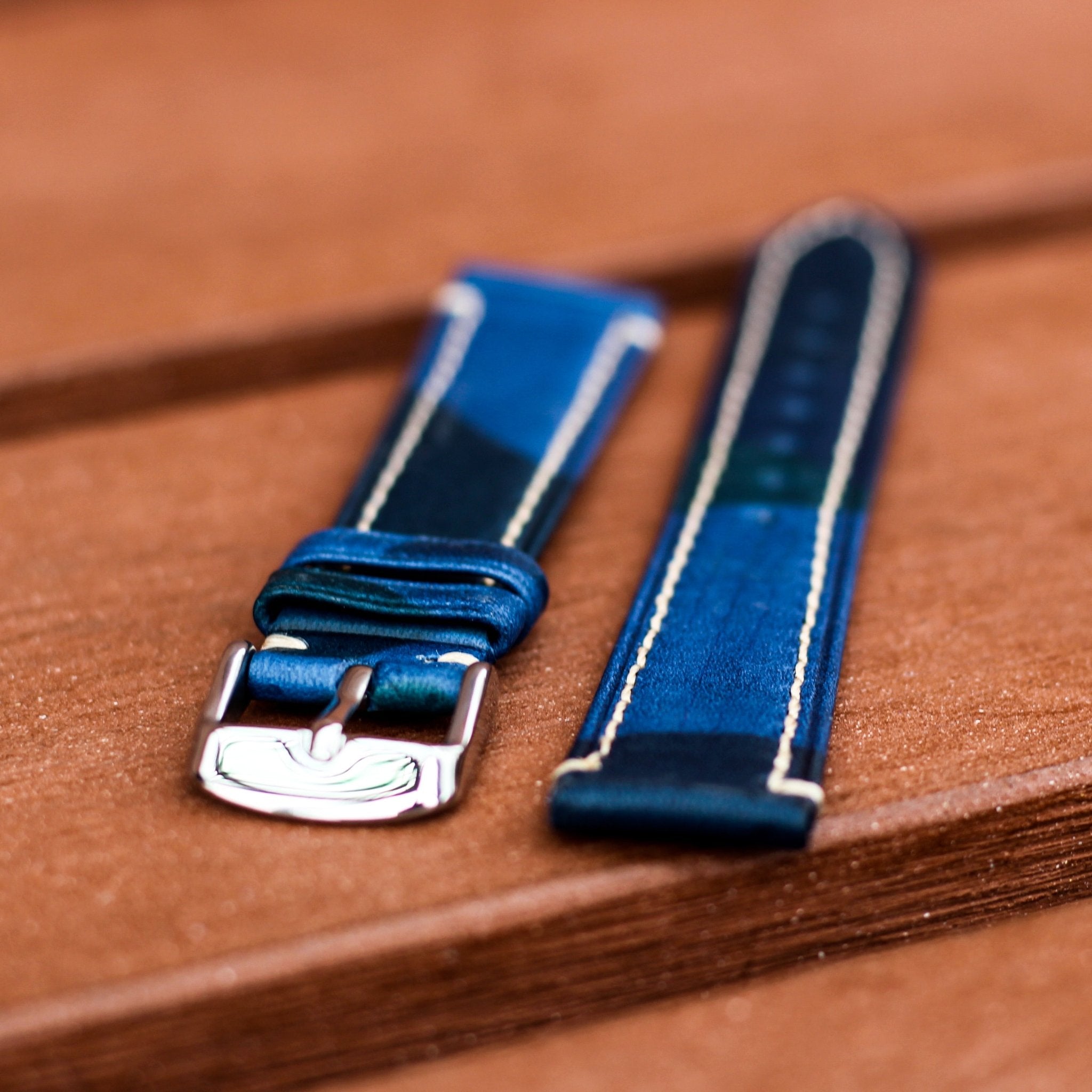 Macau Blue Camouflage | Battle Series Calf Leather Watch Strap - Samurai Vintage Co.