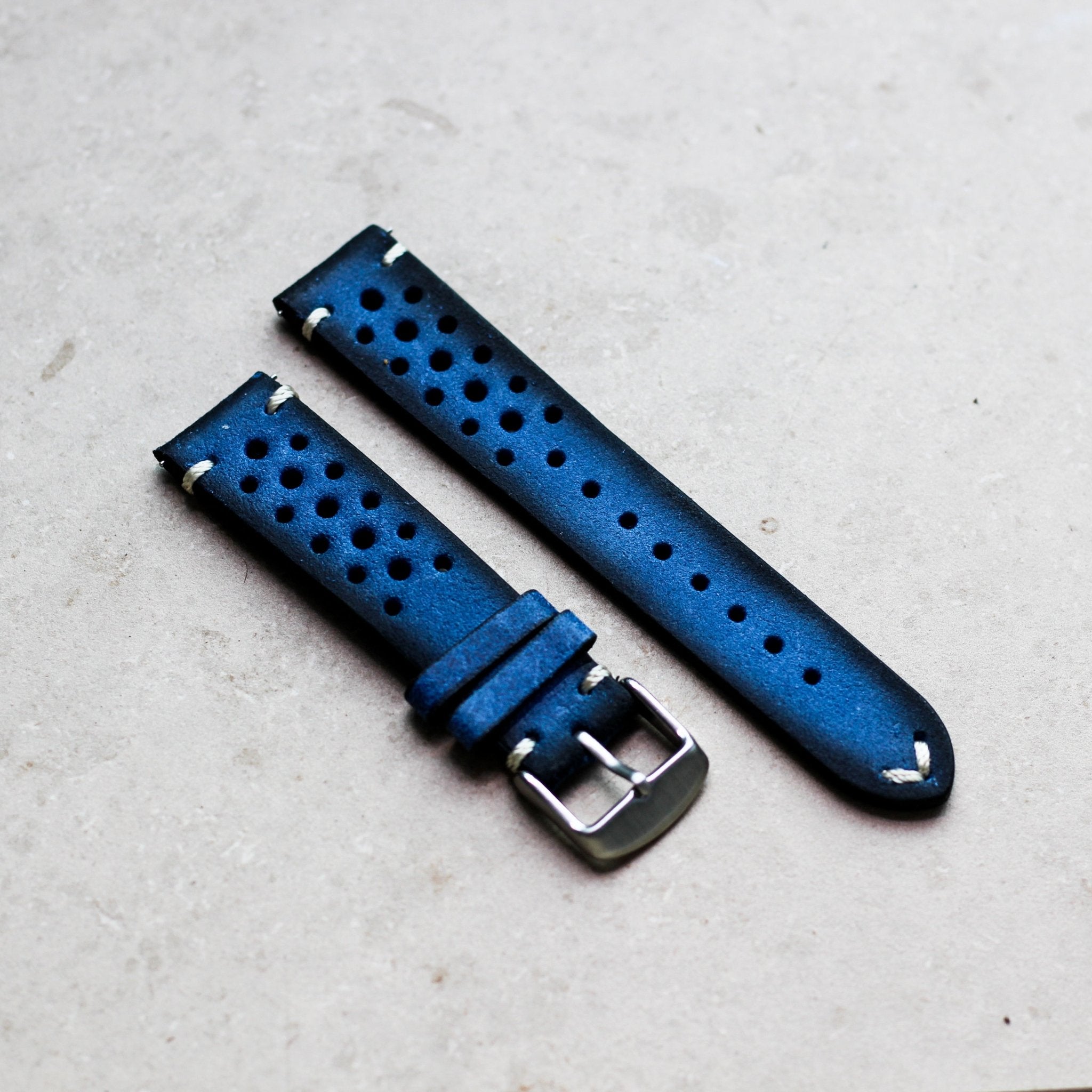 Macau Blue | Rally Racing Italian Calf Leather Watch Strap - Samurai Vintage Co.