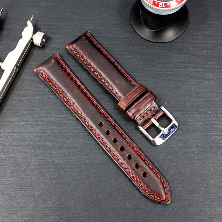 Merlot Red | 18mm & 20mm Italian Calf Leather Watch Strap - Samurai Vintage Co.