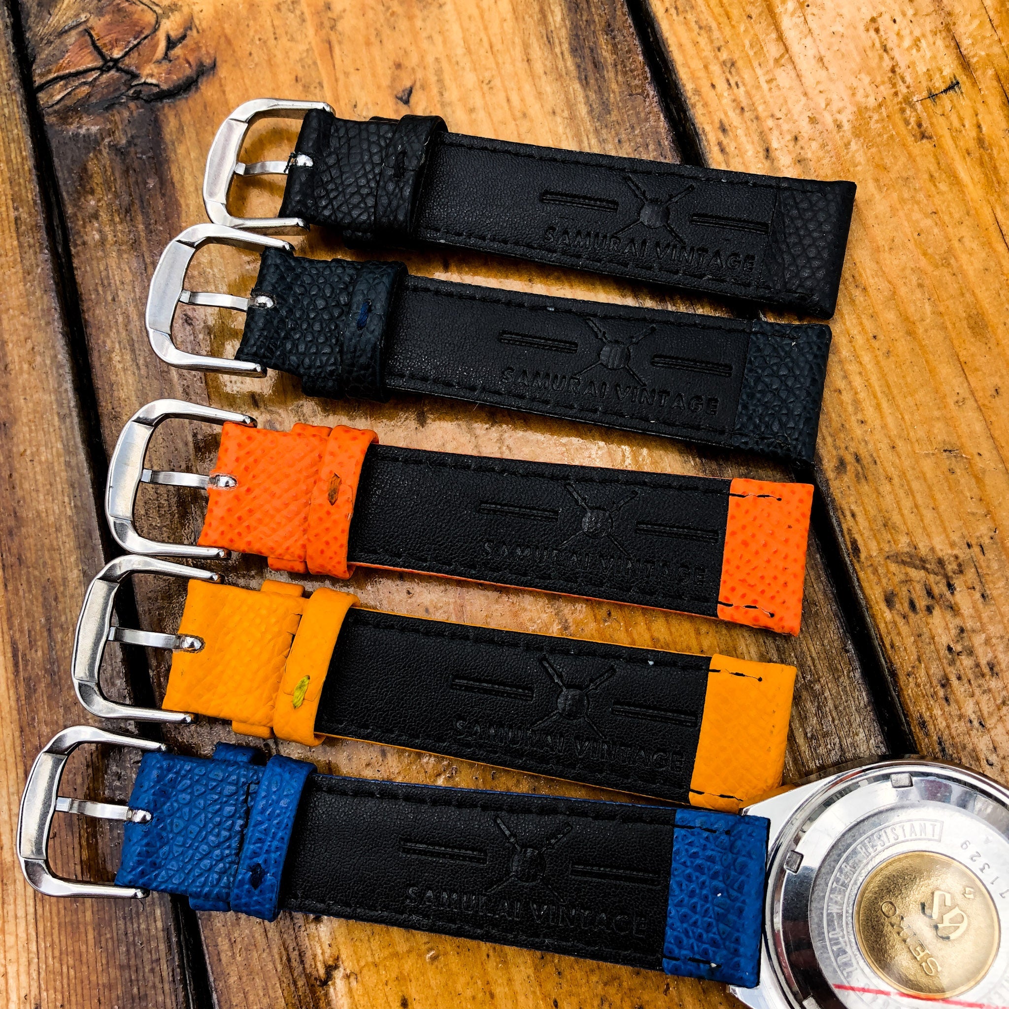 Midnight Black | Elegant Italian Calf Leather Watch Strap - Samurai Vintage Co.