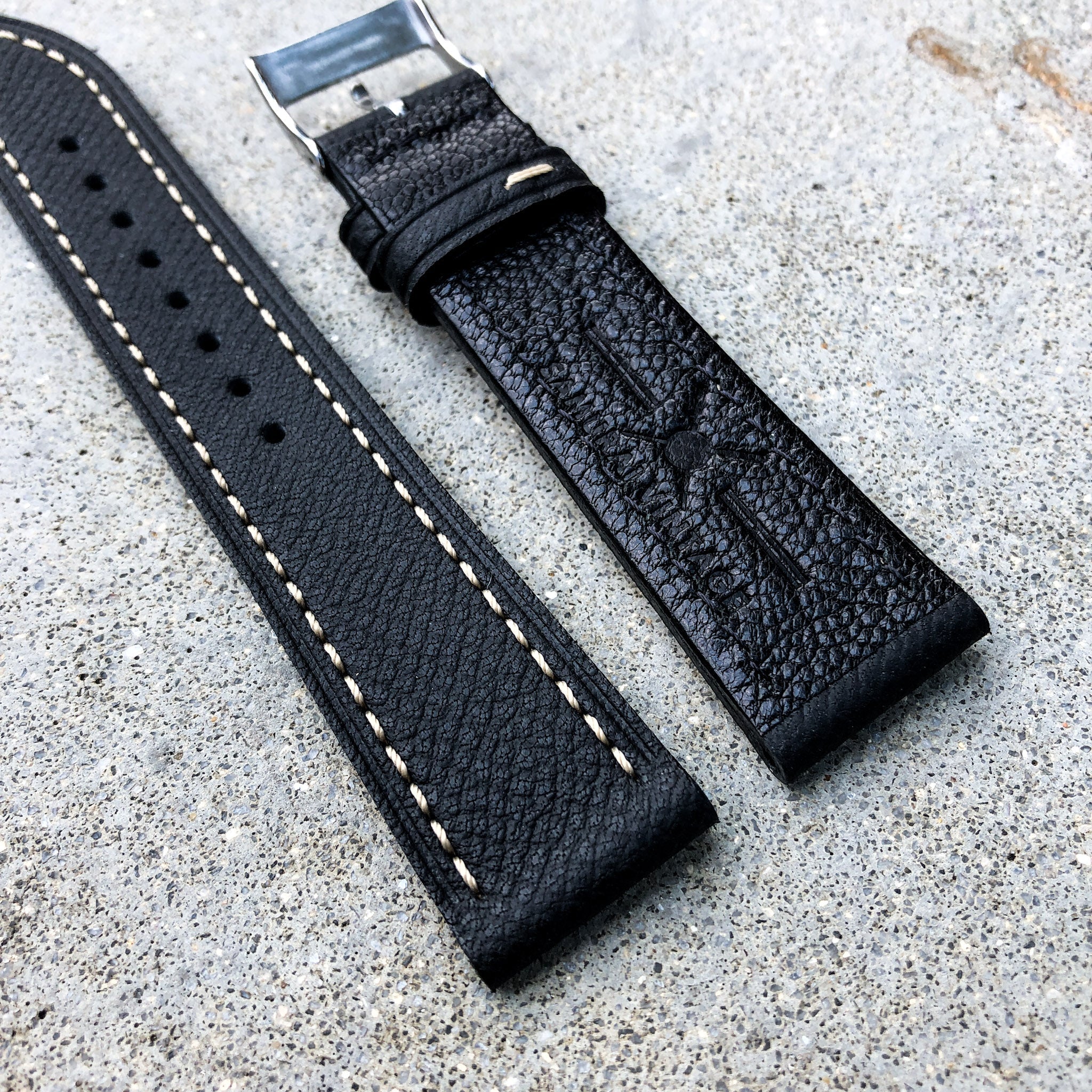 Midnight Black | Grand Italian Calf Leather Watch Strap - Samurai Vintage Co.