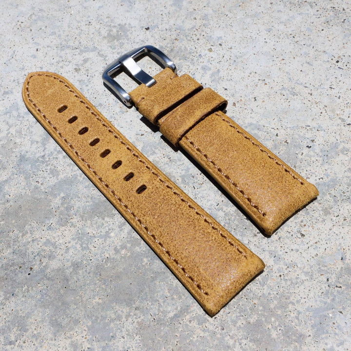 Mustard Yellow | Calfskin Italian Leather Watch Strap - Samurai Vintage Co.