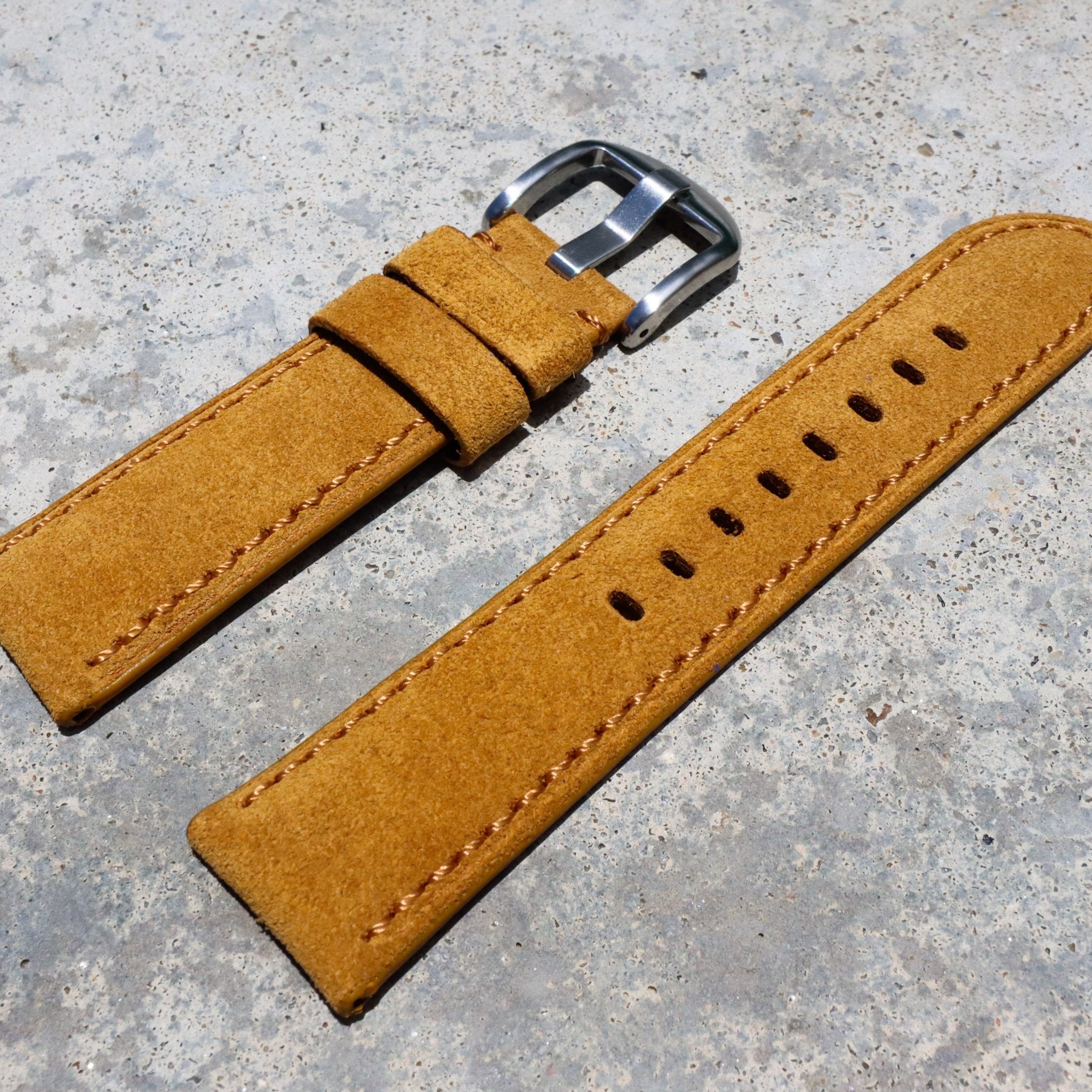 Mustard Yellow Suede | Calfskin Italian Leather Watch Strap - Samurai Vintage Co.