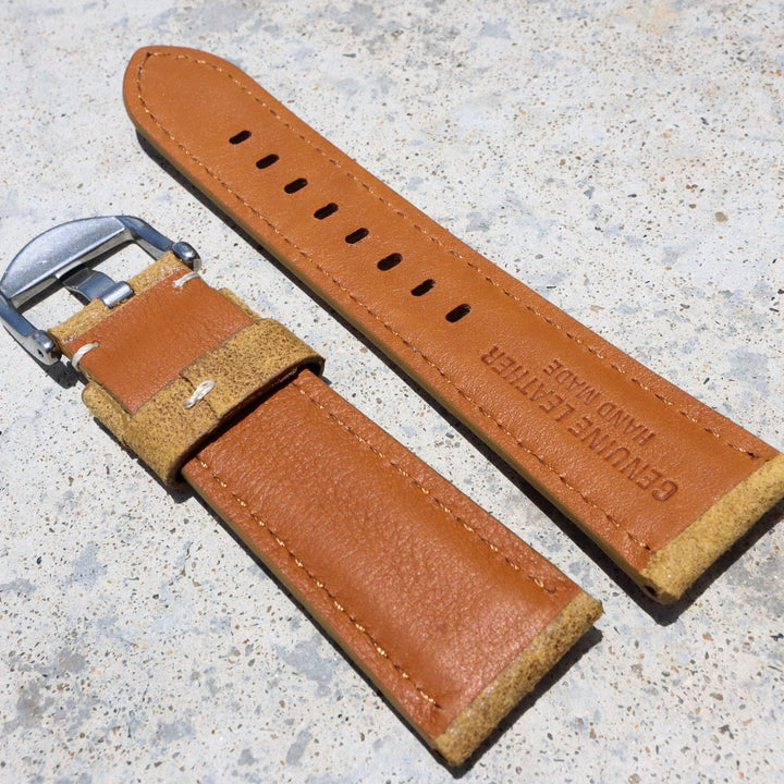 Mustard Yellow w/ White Stitches | Calfskin Italian Leather Watch Strap - Samurai Vintage Co.