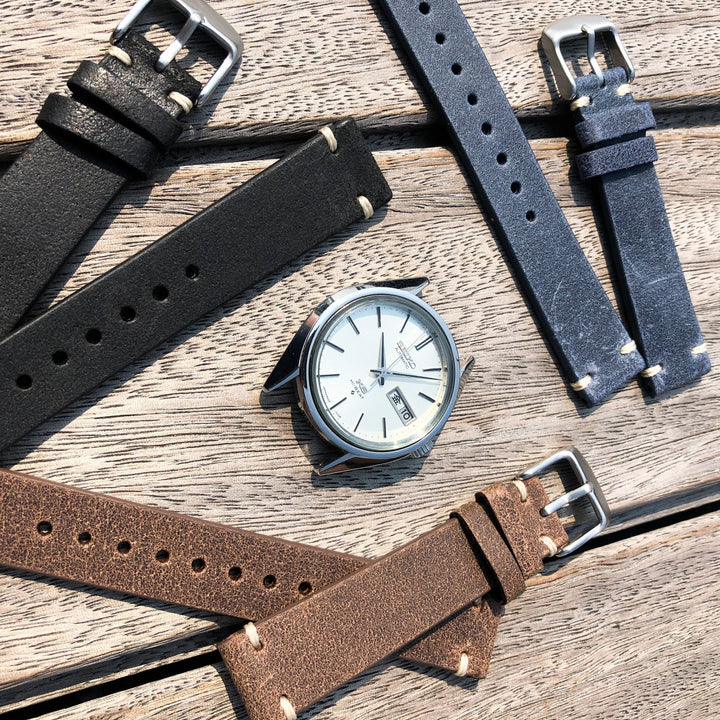 Navy Blue | Heritage Italian Calf Leather Watch Strap - Samurai Vintage Co.
