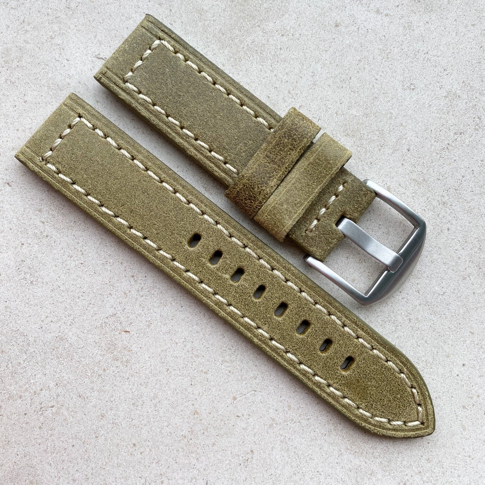 Olive Green | Continental Italian Calf Leather Watch Strap - Samurai Vintage Co.