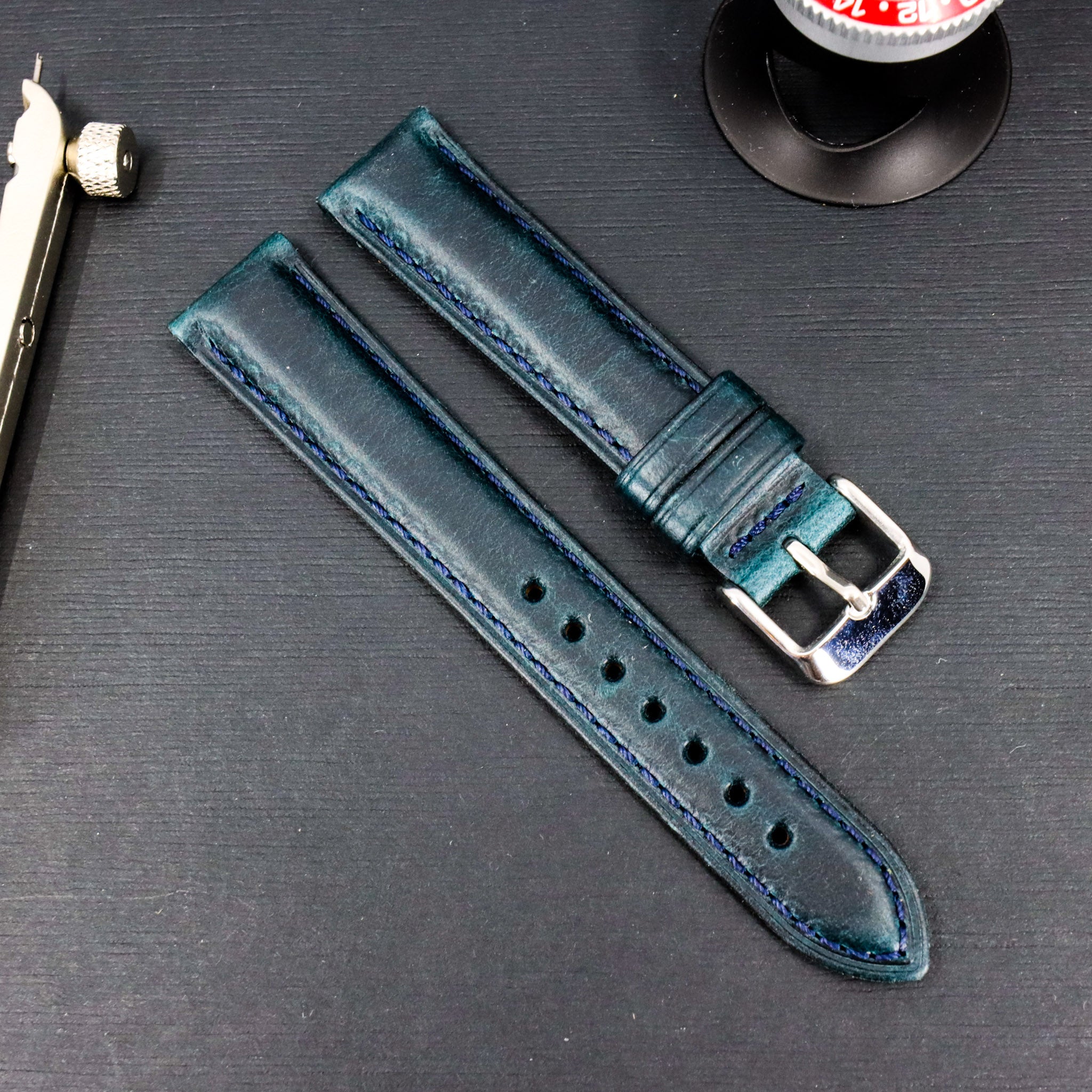 Prussian Blue | 18mm & 20mm Italian Calf Leather Watch Strap - Samurai Vintage Co.