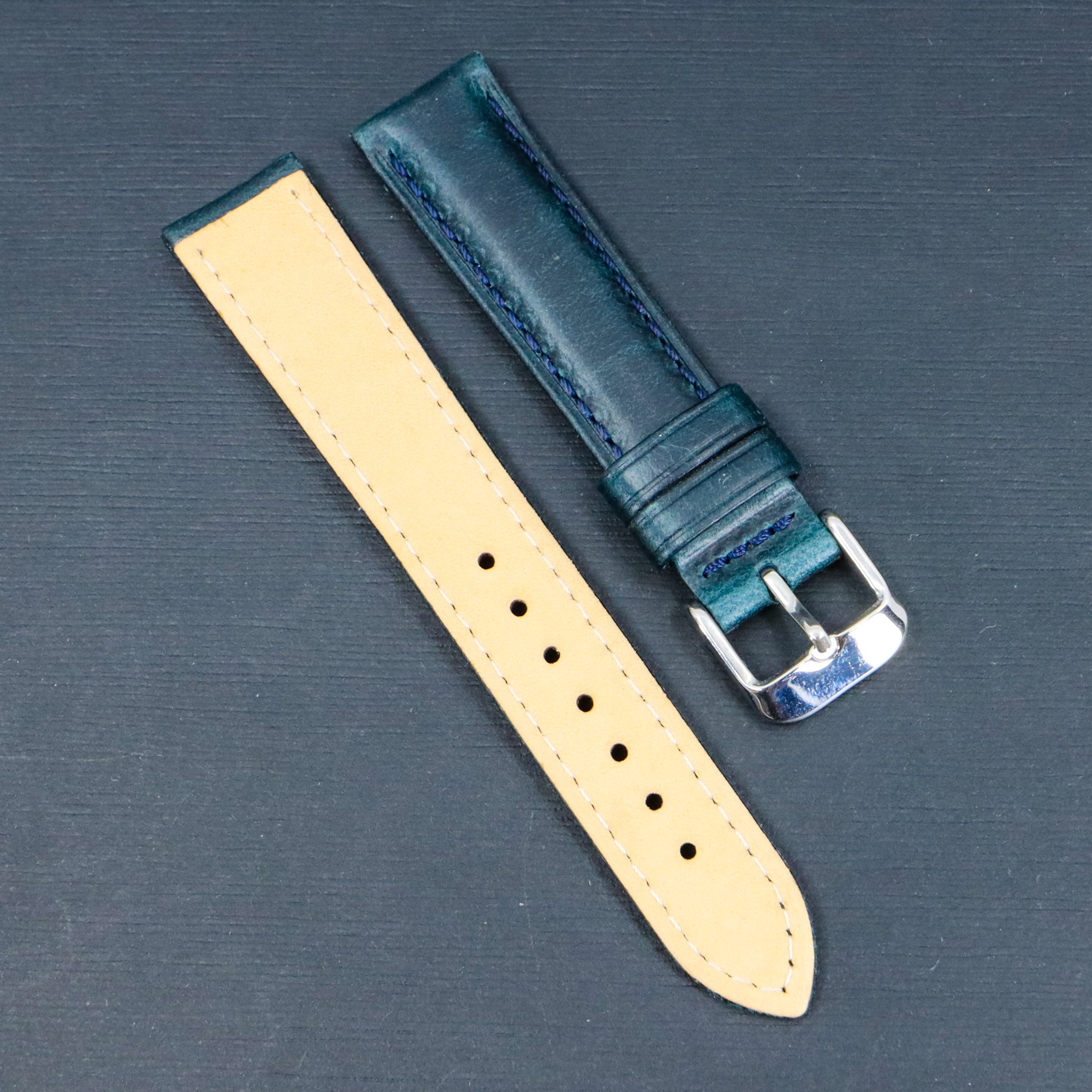 Prussian Blue | 18mm & 20mm Italian Calf Leather Watch Strap - Samurai Vintage Co.