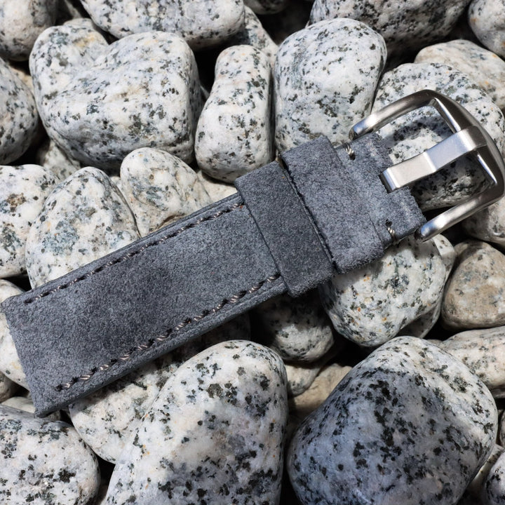 Shuttle Grey Suede | Calfskin Italian Leather Watch Strap - Samurai Vintage Co.
