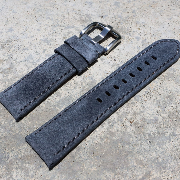 Shuttle Grey Suede | Calfskin Italian Leather Watch Strap - Samurai Vintage Co.