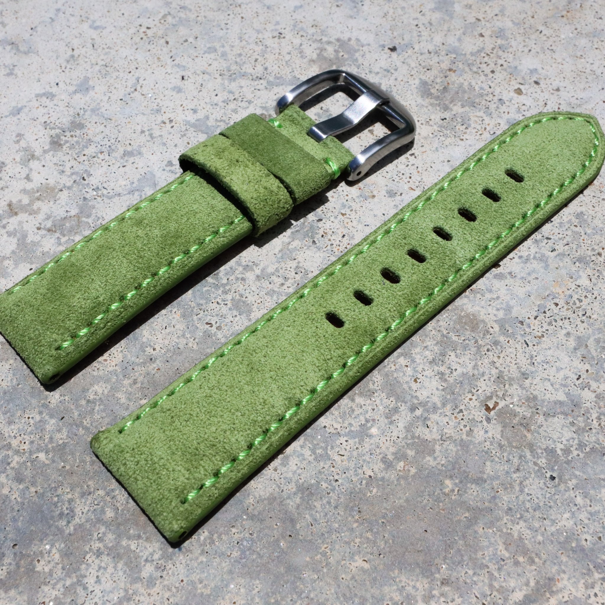 Slime Green Suede | Calfskin Italian Leather Watch Strap - Samurai Vintage Co.
