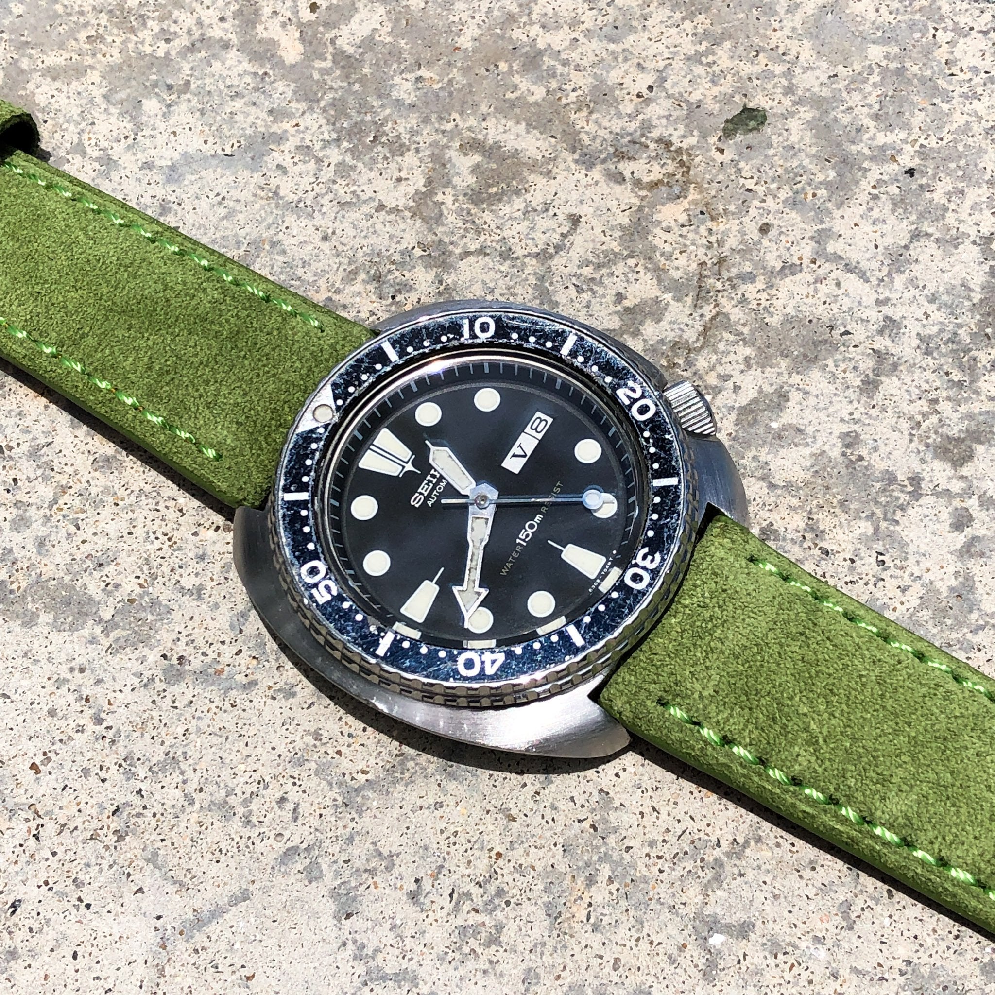 Slime Green Suede | Calfskin Italian Leather Watch Strap - Samurai Vintage Co.