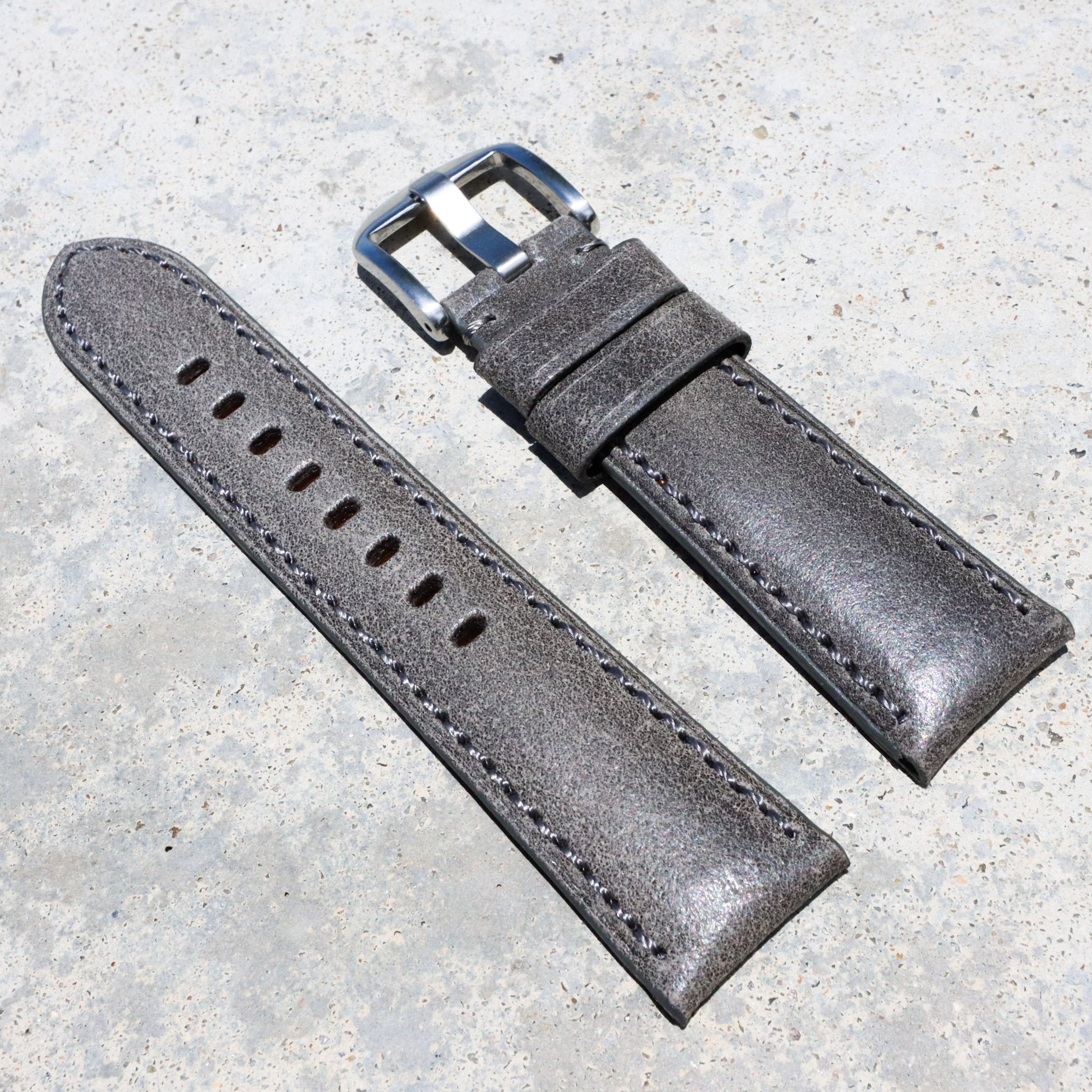 Steel Grey | Calfskin Italian Leather Watch Strap - Samurai Vintage Co.