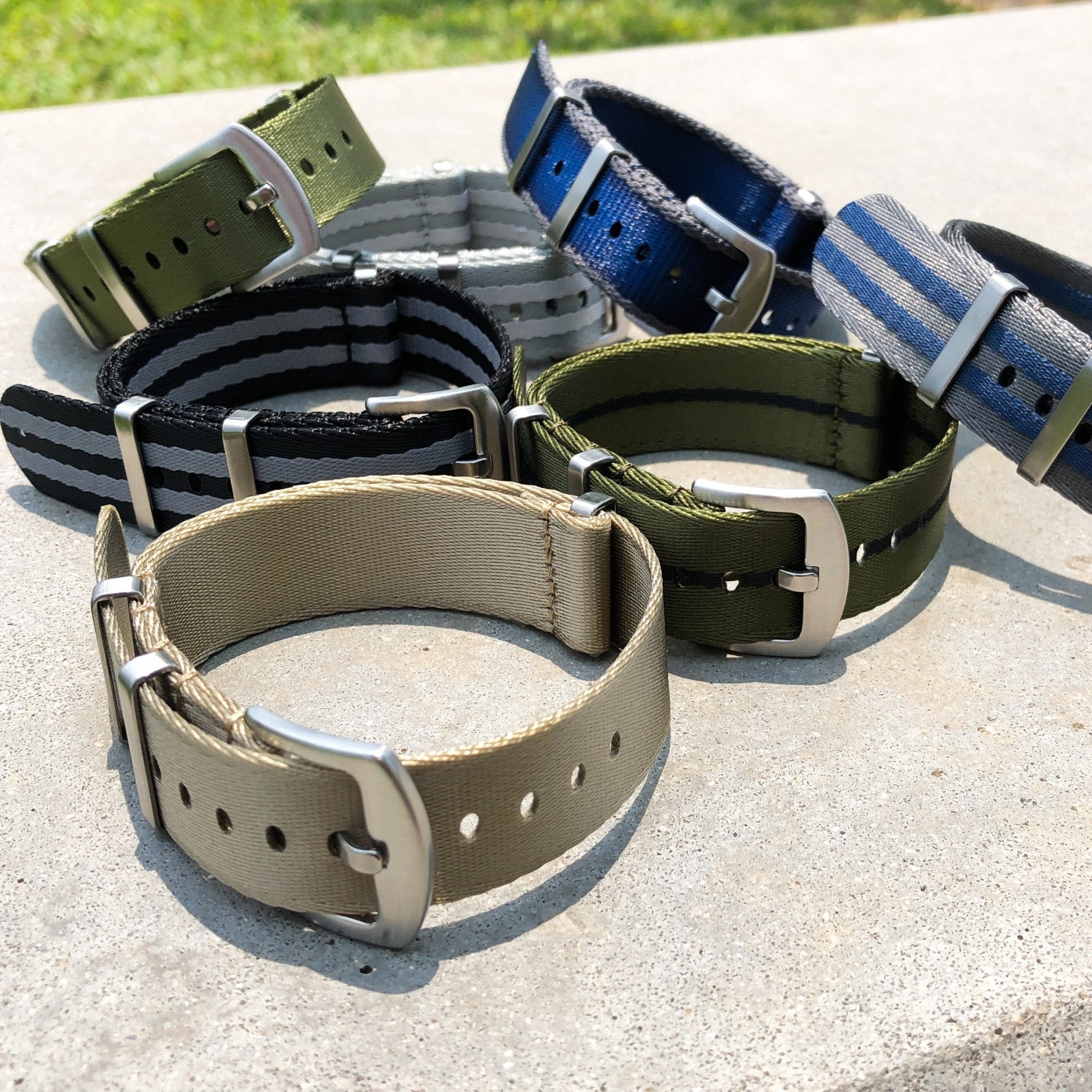 Steel Grey with Blue | Premium Nato Watch Strap - Samurai Vintage Co.
