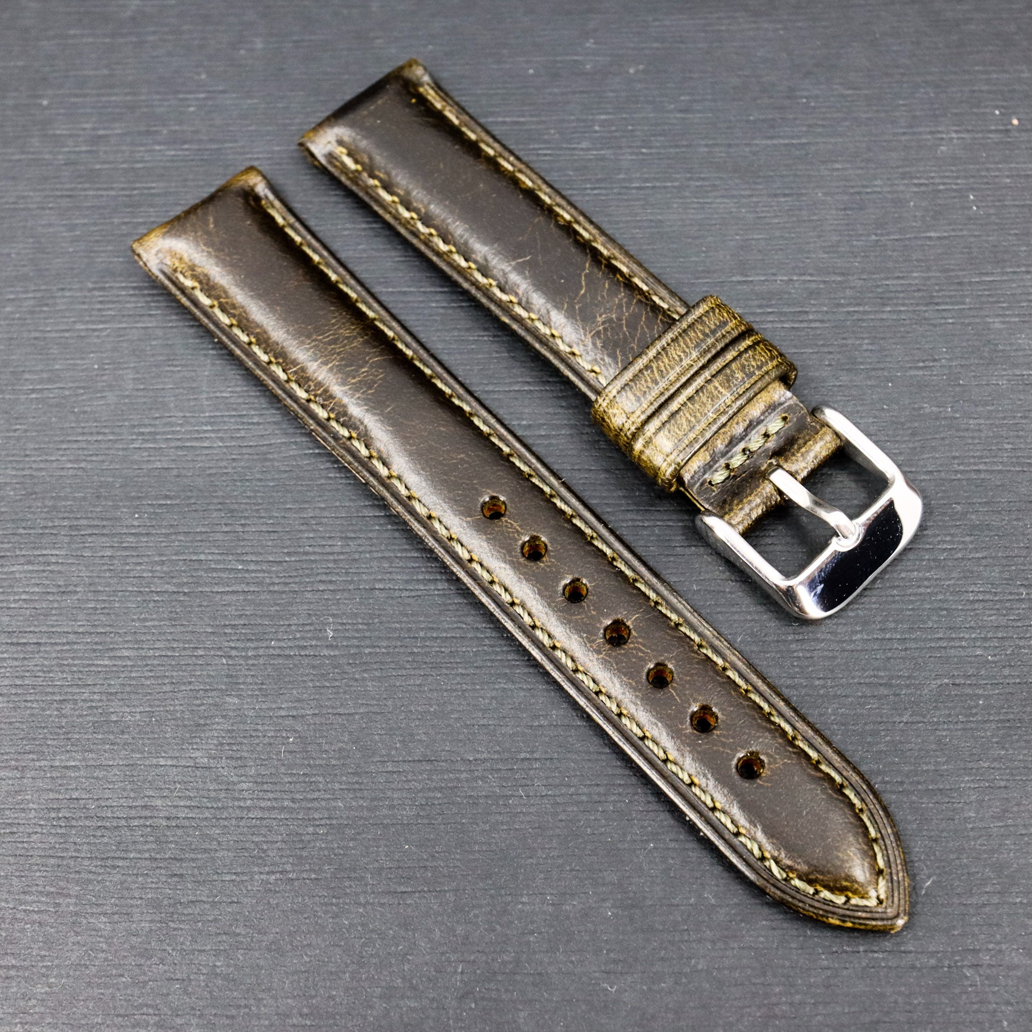 Tobacco Green | 18mm & 20mm Italian Calf Leather Watch Strap - Samurai Vintage Co.