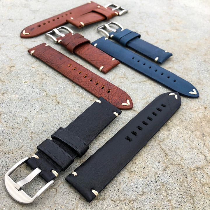 Vintage Black | Stealth Calf Leather Watch Strap - Samurai Vintage Co.