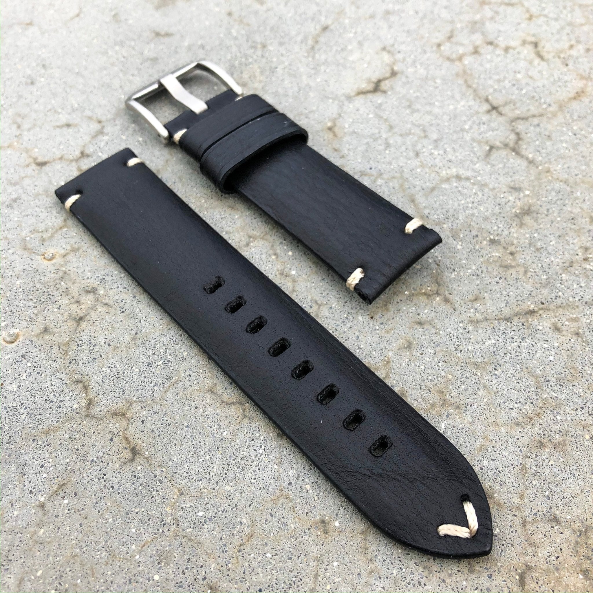 Vintage Black | Stealth Calf Leather Watch Strap - Samurai Vintage Co.