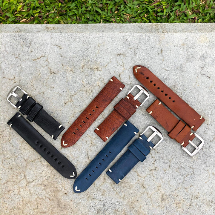 Vintage Black | Stealth Calf Leather Watch Strap - Samurai Vintage Co.