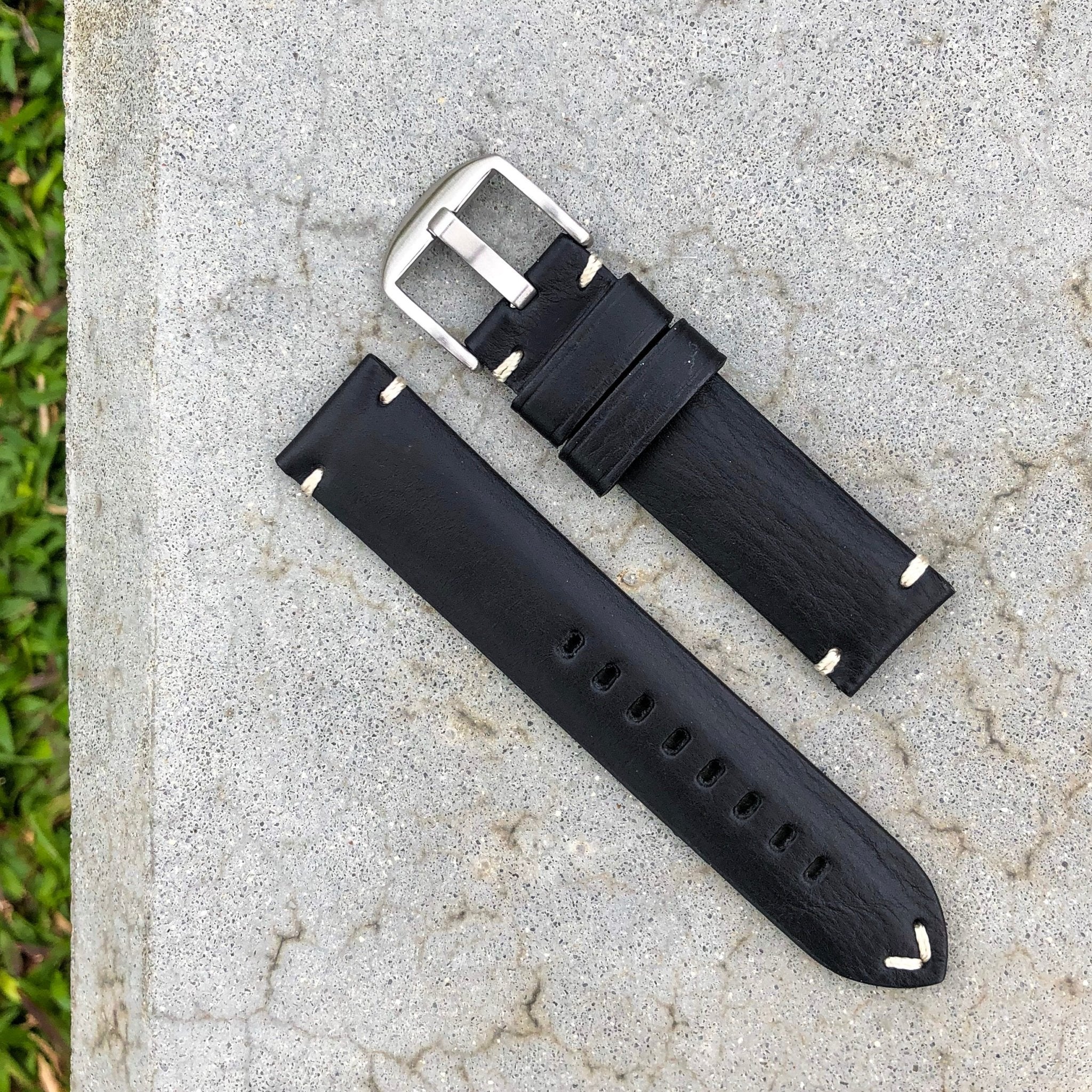 Vintage Black | Stealth Calf Leather Watch Strap - Samurai Vintage Co.