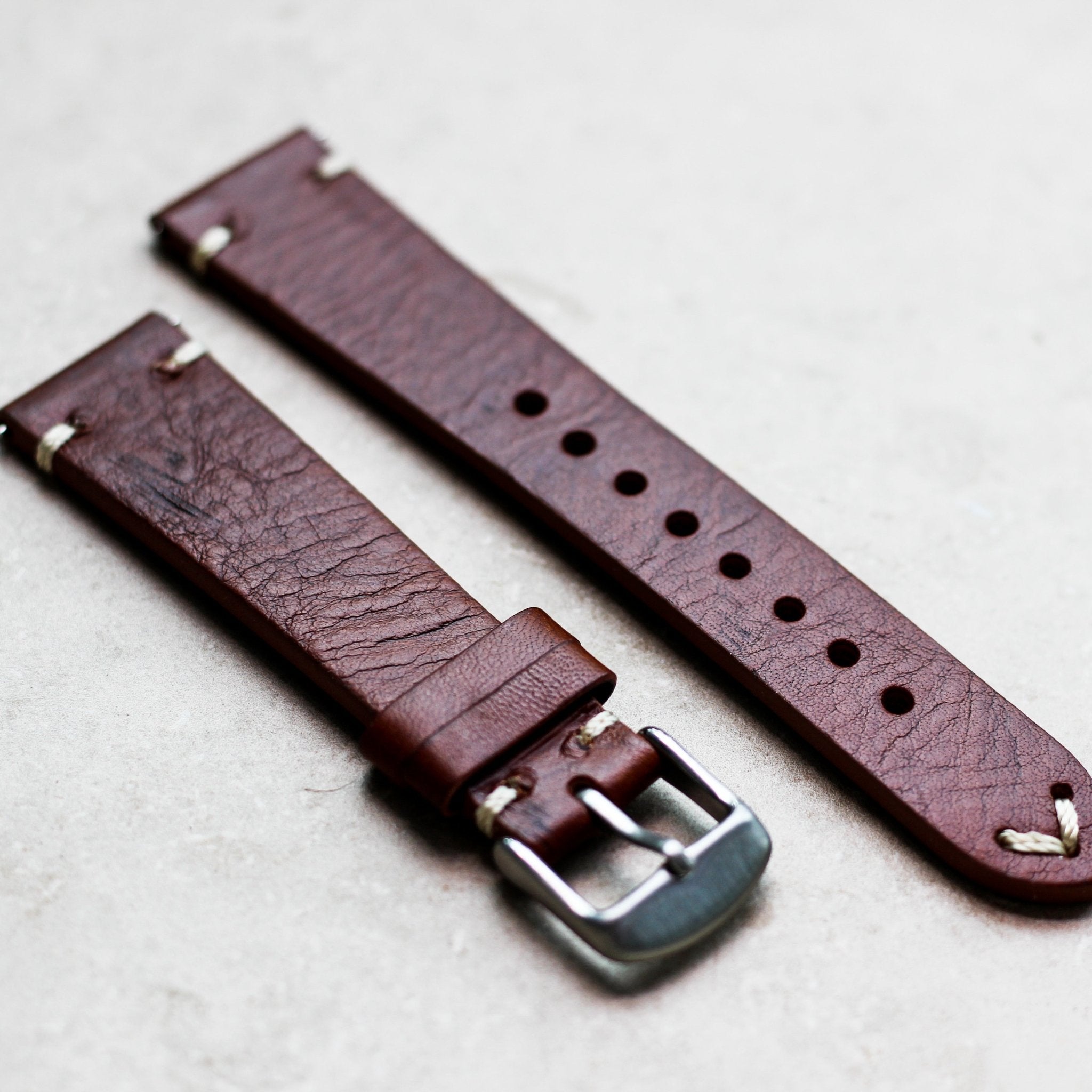 Vintage Red | Calf Leather Watch Strap - Samurai Vintage Co.